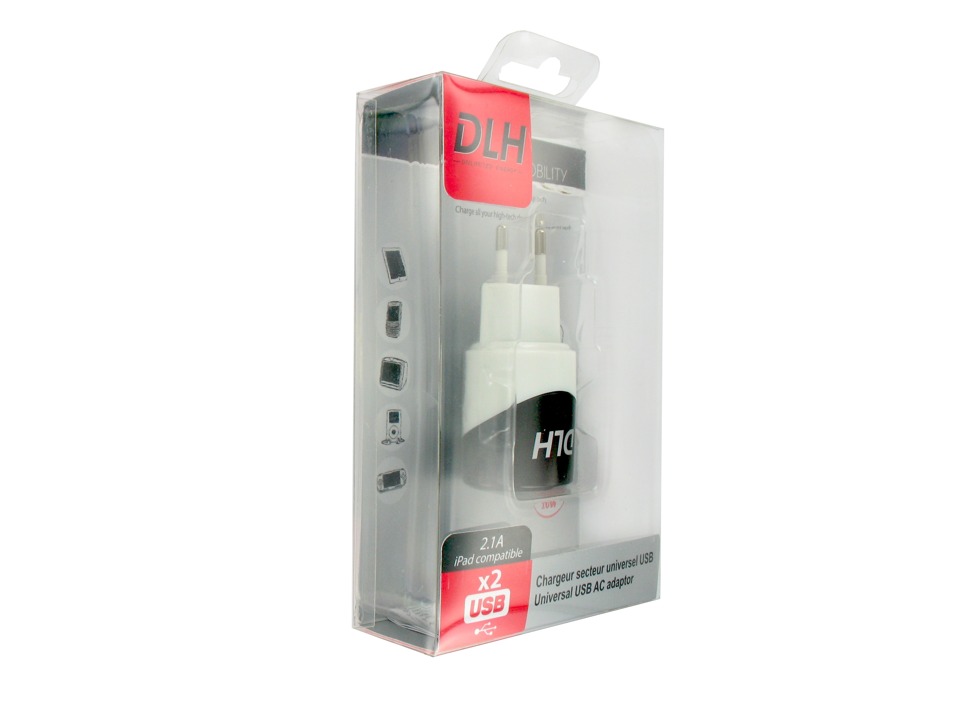 CHARGEUR SECTEUR DOUBLE USB-A 12W 2,4A BLANC - PRISE US - JAYM®